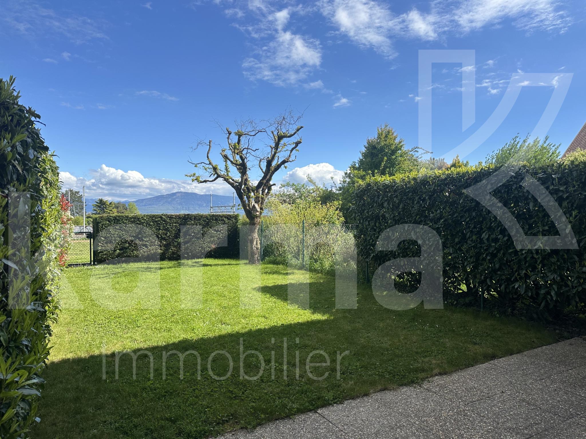 Garten mit Rasen und Bergblick