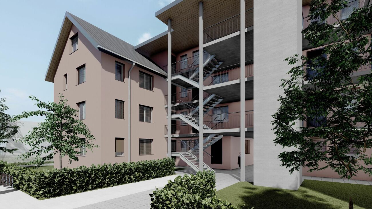 Mehrfamilienhaus mit Außentreppe