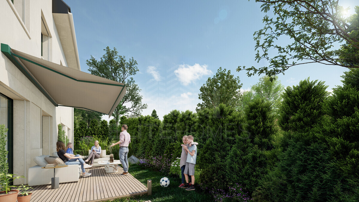 Terrasse am Haus mit Garten