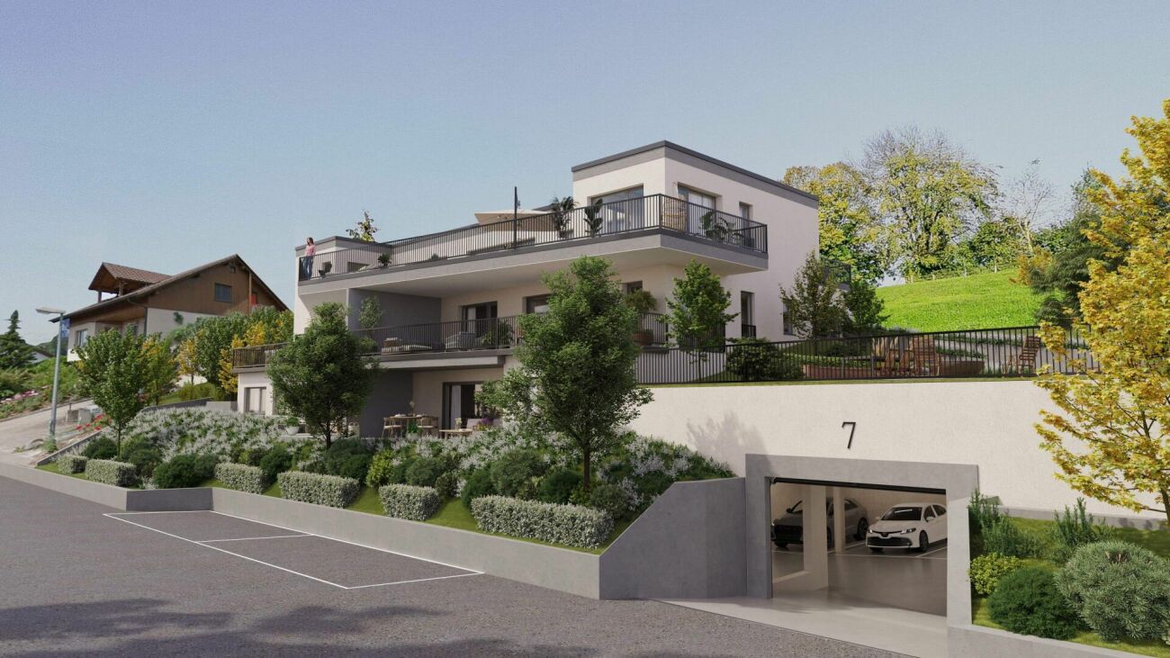 Moderne Wohnanlage am Hang mit Garage