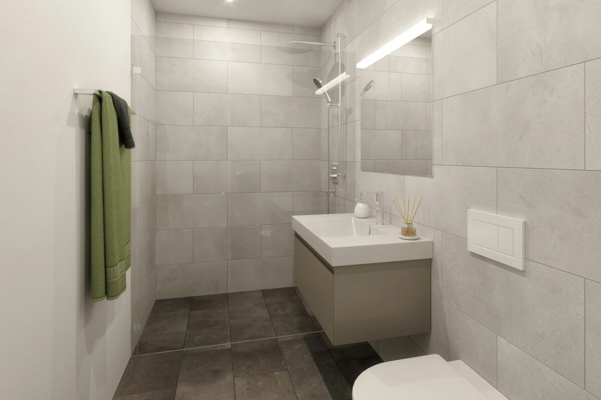 Modernes Badezimmer mit Walk-in-Dusche