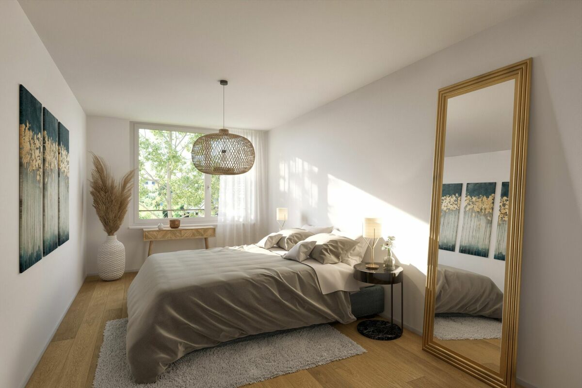Helles Schlafzimmer mit natürlichem Licht