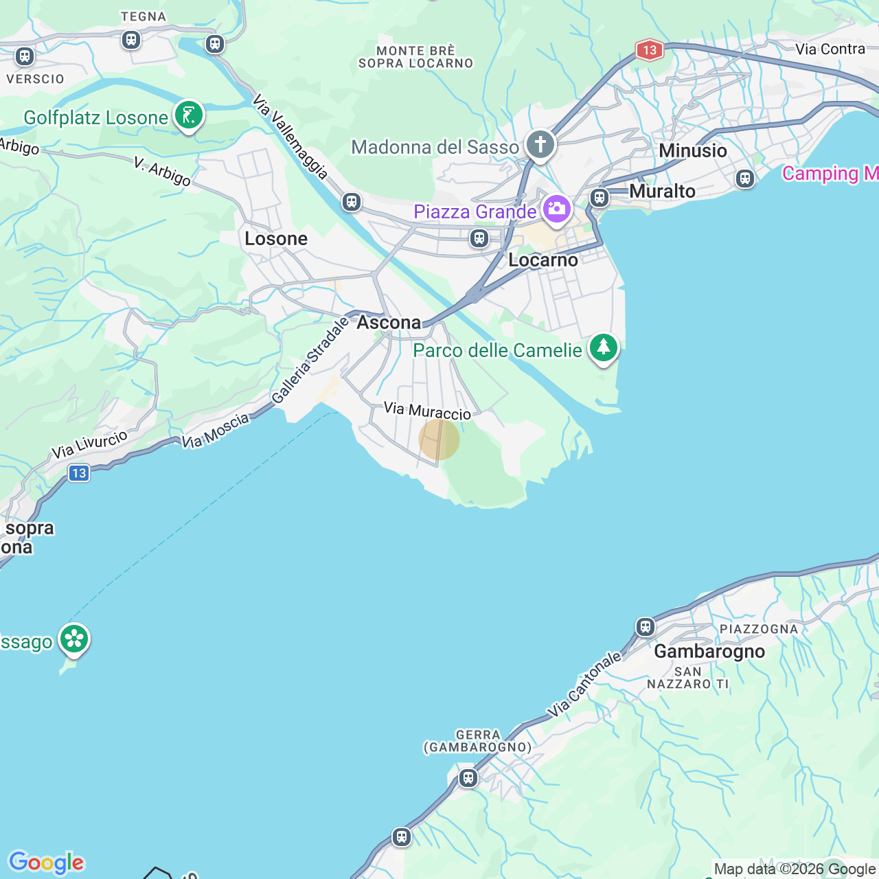Kartenansicht der Region Locarno-Ascona am Lago Maggiore
