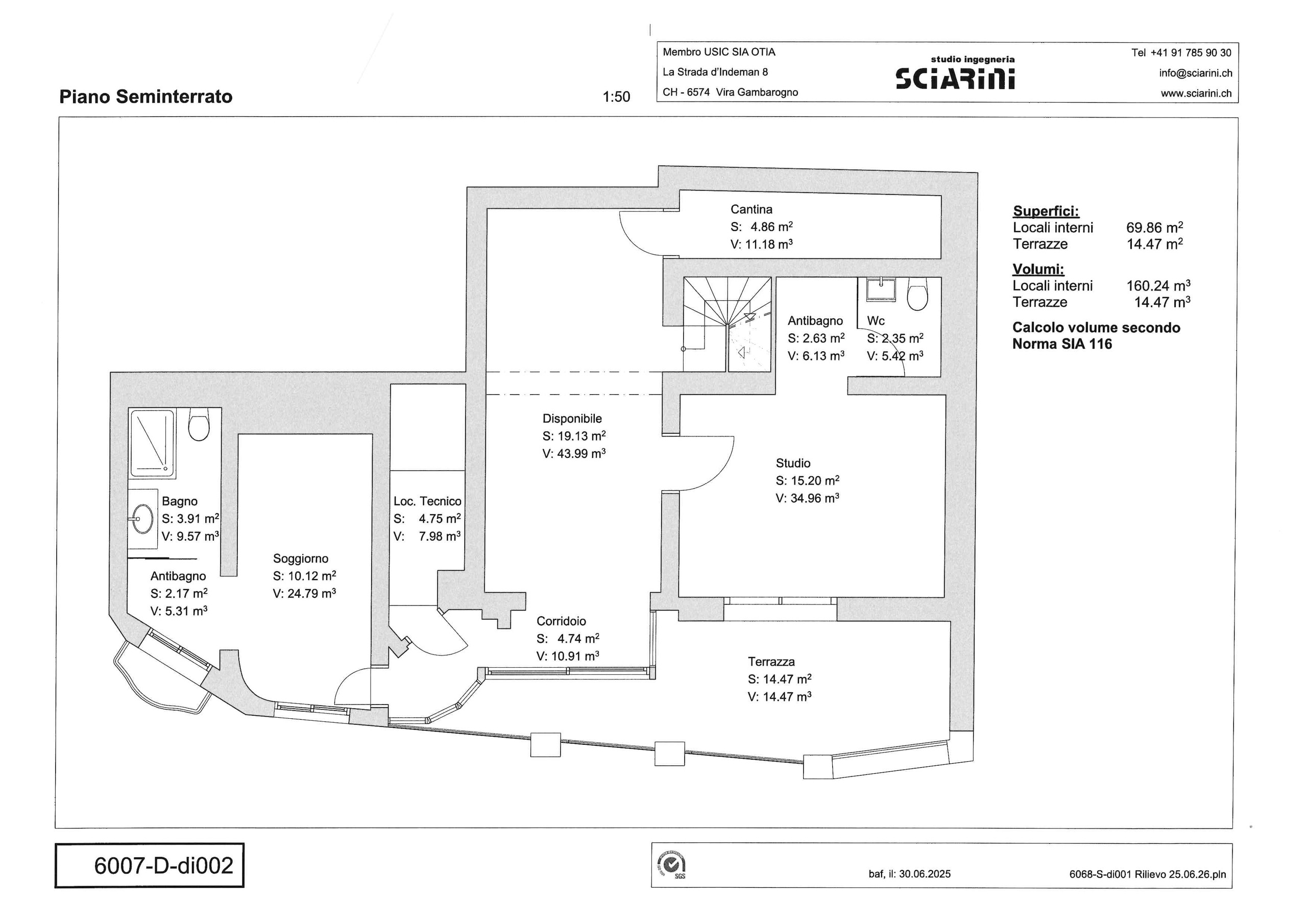Grundriss eines Untergeschosses mit Terrasse
