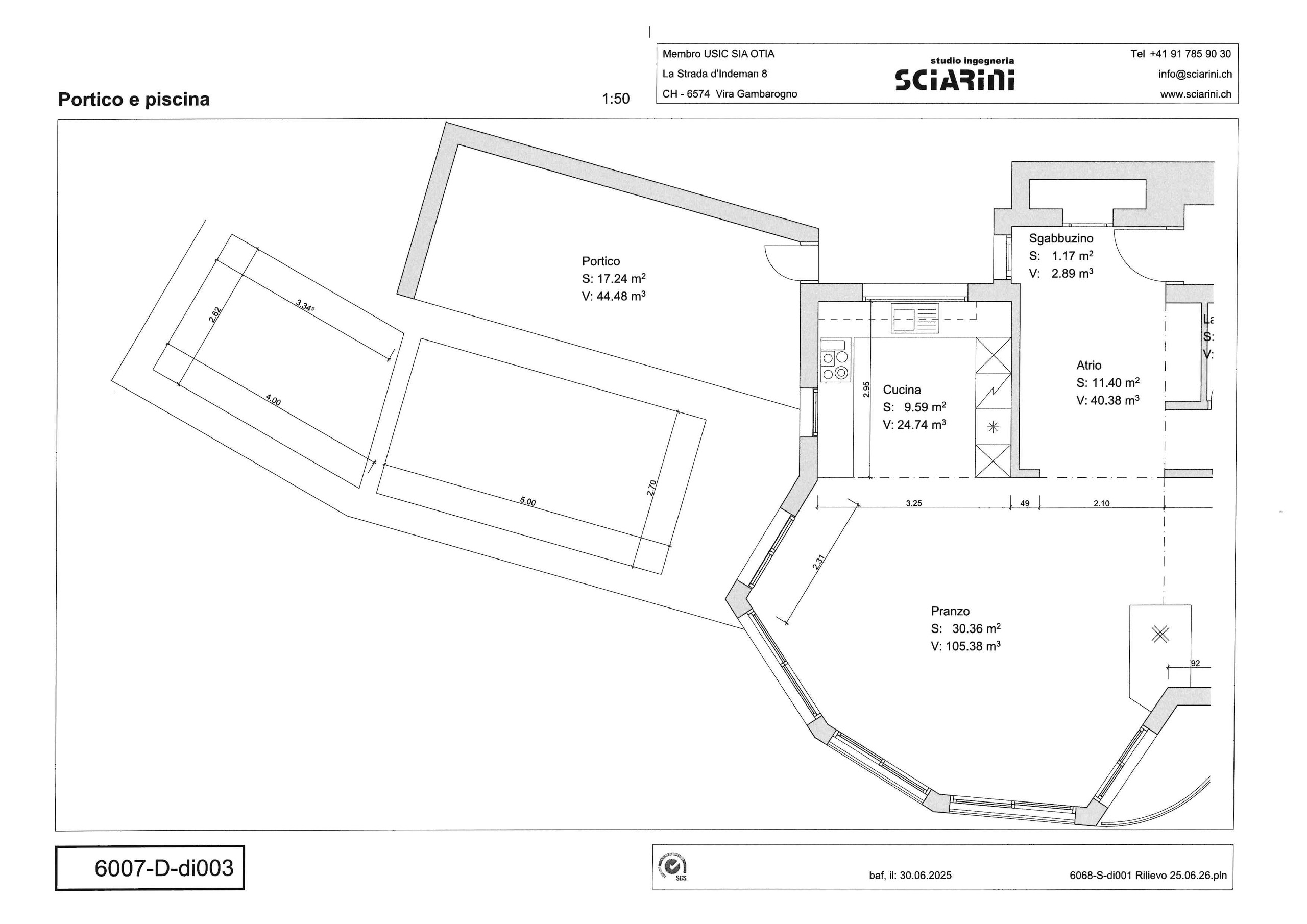 Grundriss mit Portico und Poolbereich