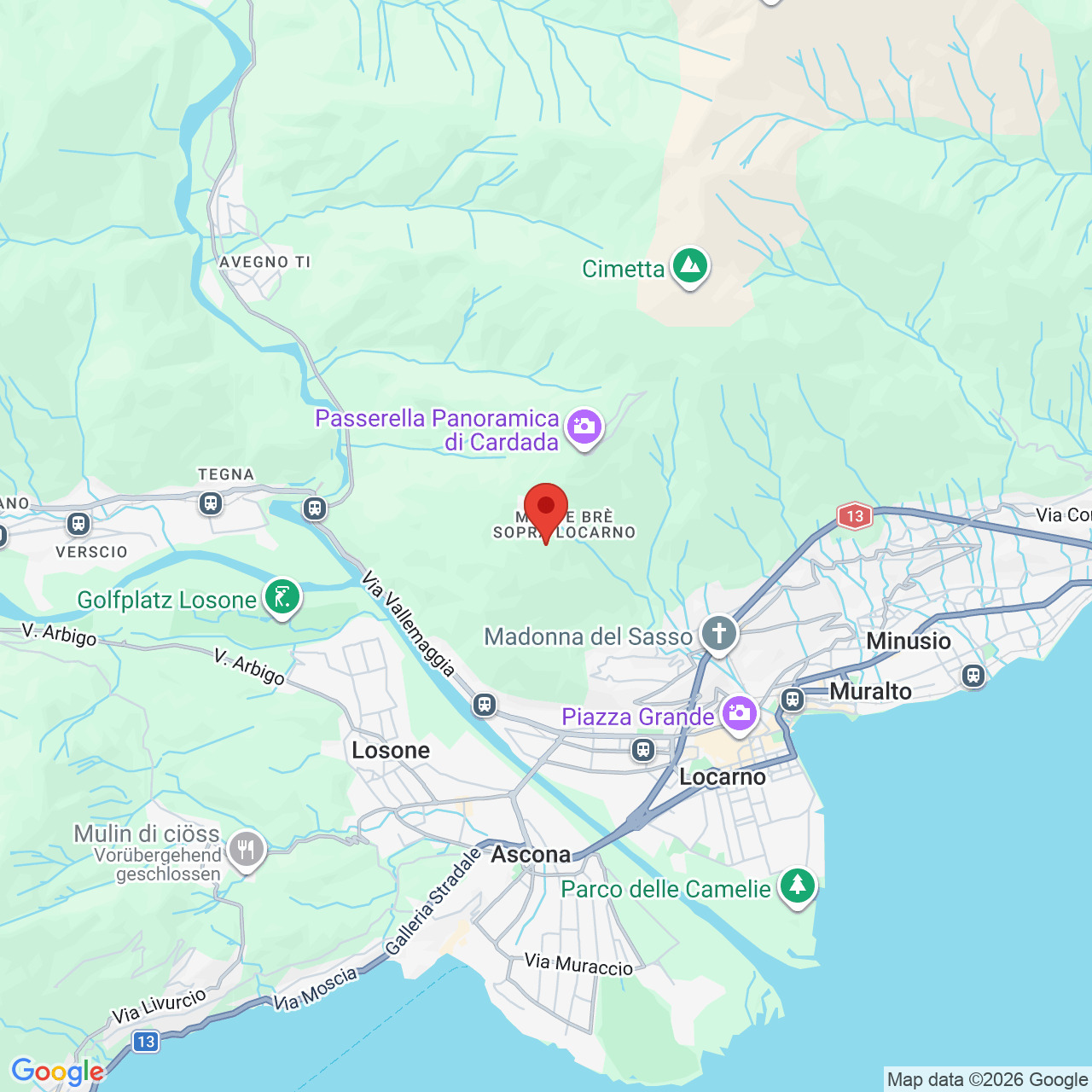 Kartenansicht der Region Locarno-Ascona