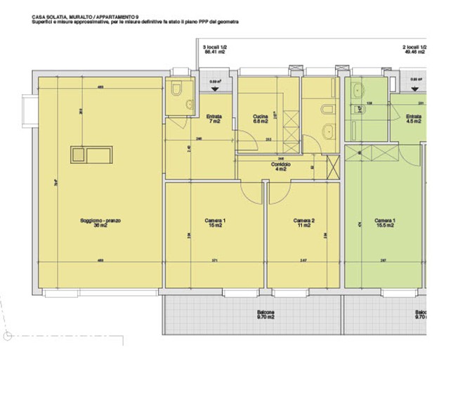 Grundriss einer Wohnung mit Balkon