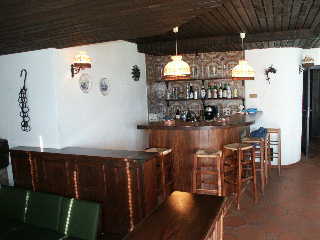 Gemütliche Hausbar mit Holztheke