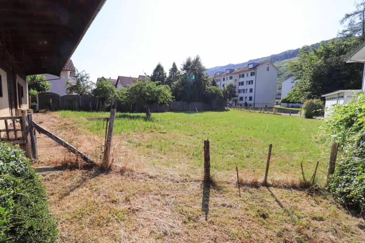 Garten mit Wiese und Umzäunung