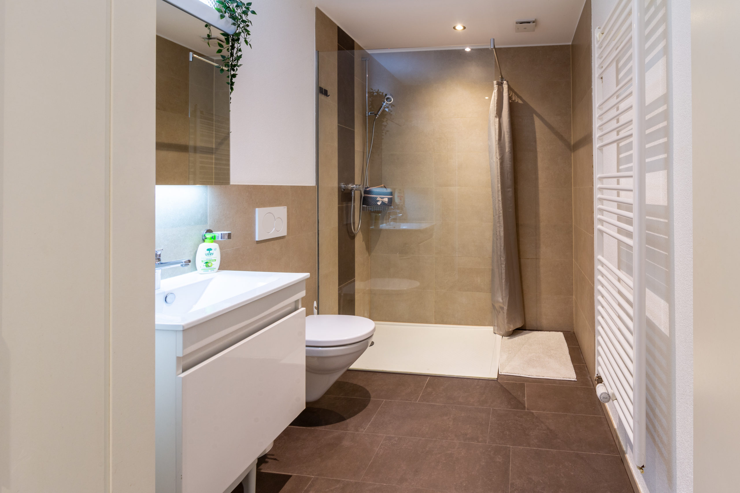Modernes Badezimmer mit Dusche und WC