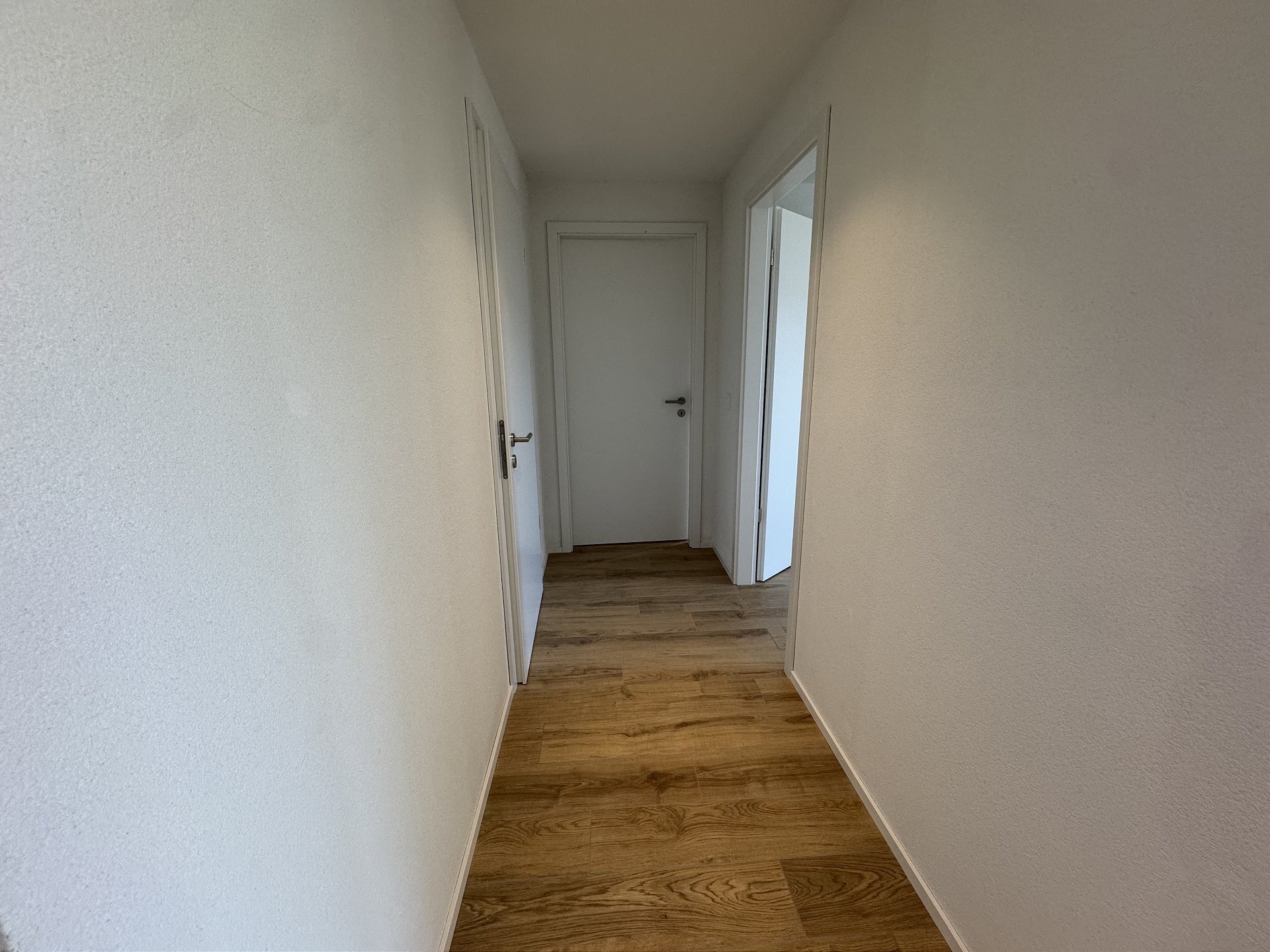 Heller Flur mit Holzboden