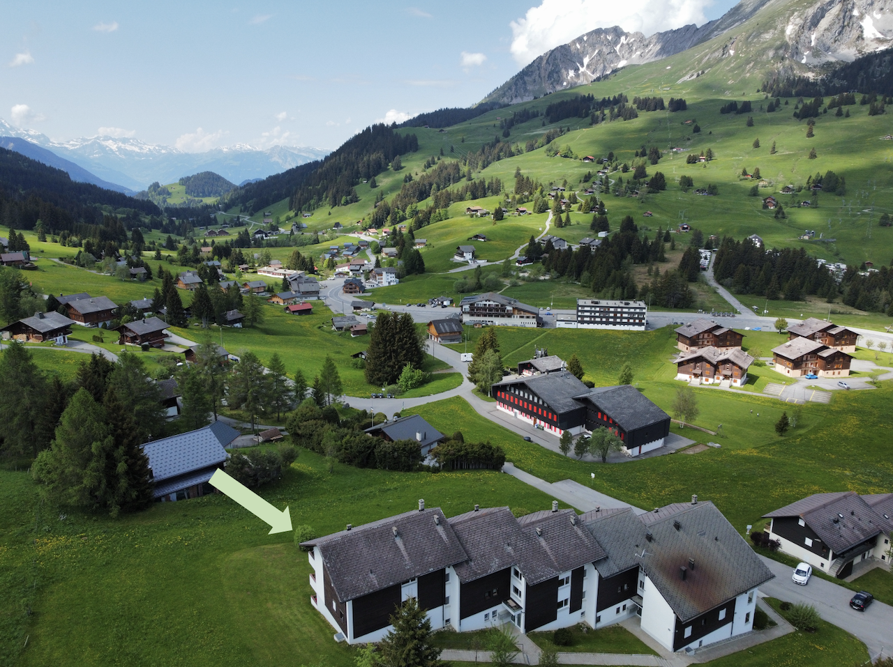 Alpenlandschaft mit Wohnsiedlung