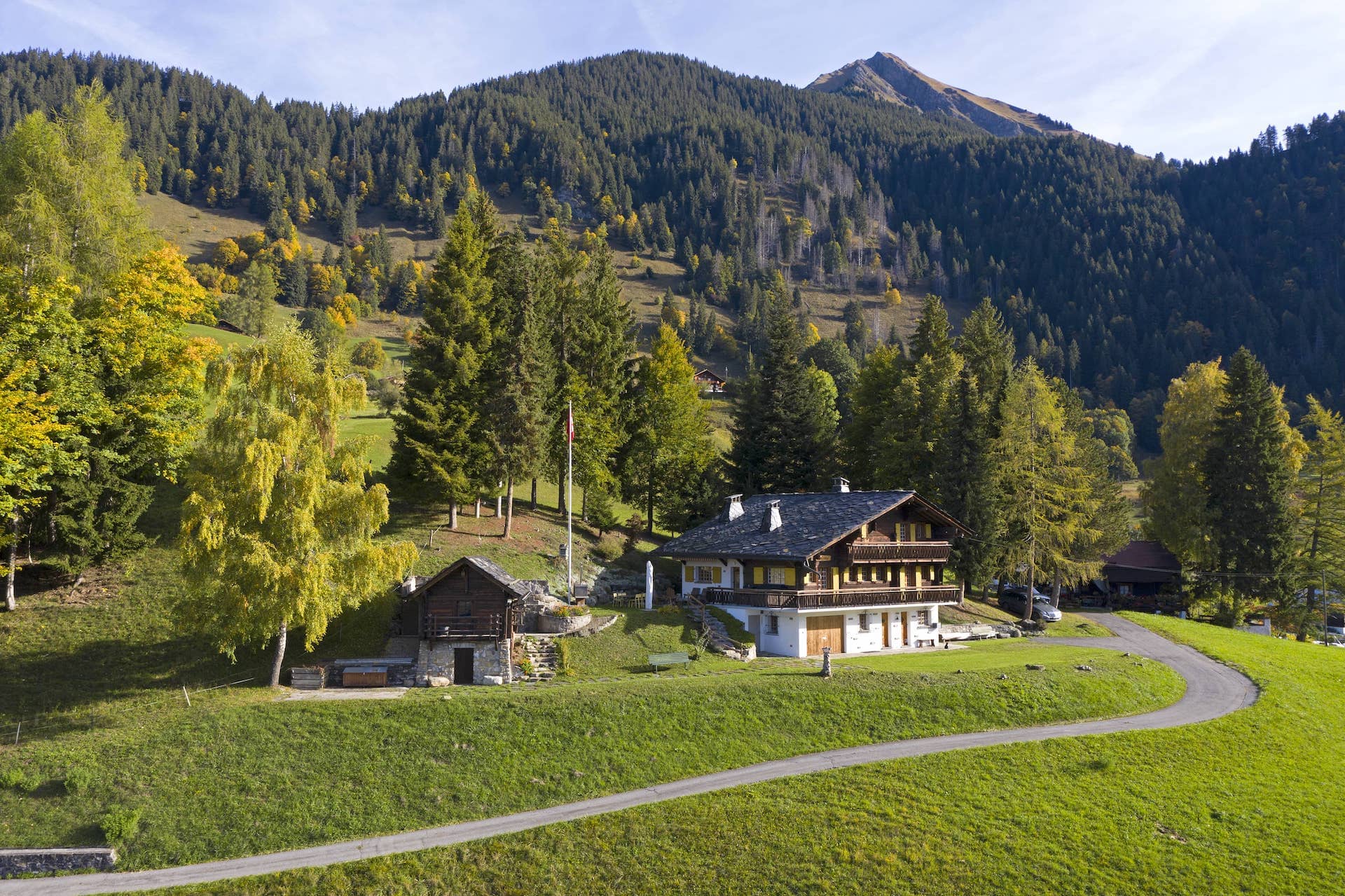 Alpenchalet mit Bergblick