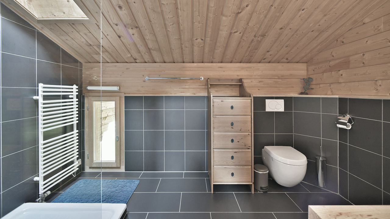 Dachbad mit WC und Holzverkleidung