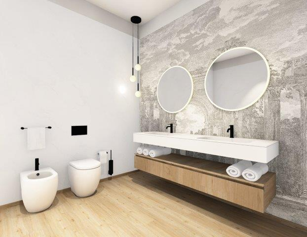 Modernes Badezimmer mit Doppelwaschtisch