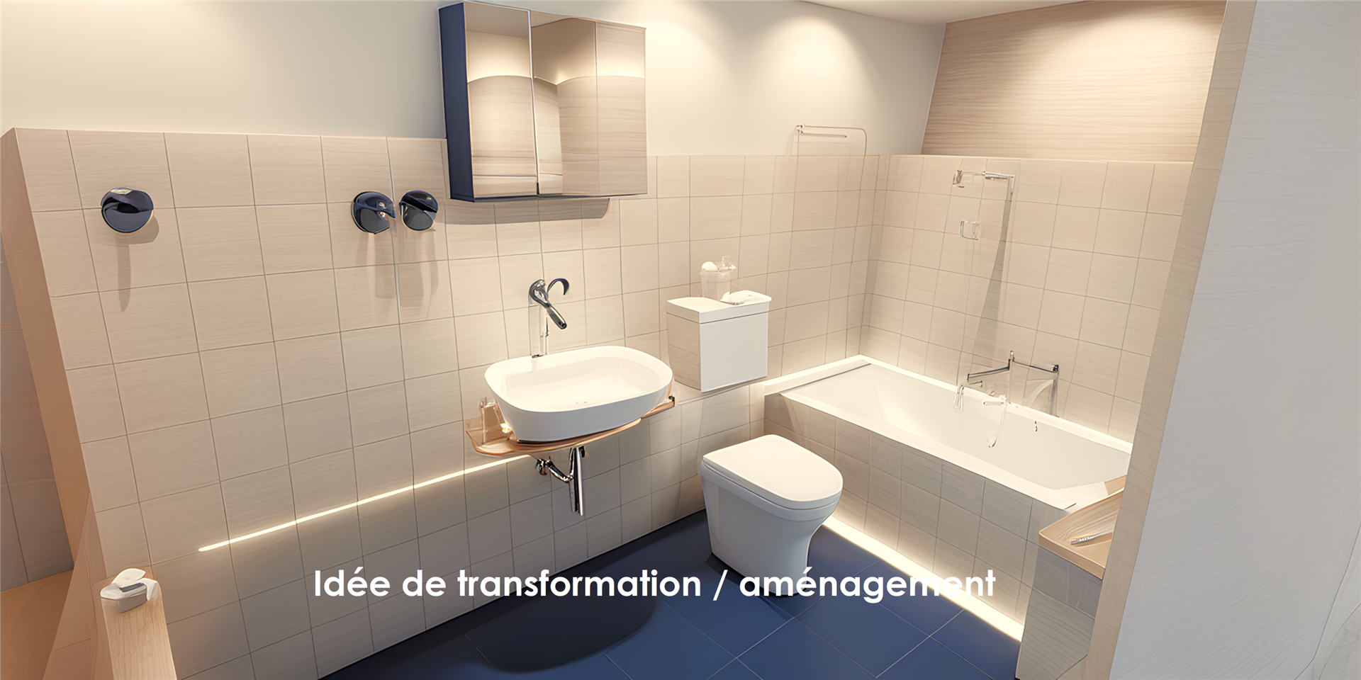Modernes Bad mit Wanne und Einbauspülbecken