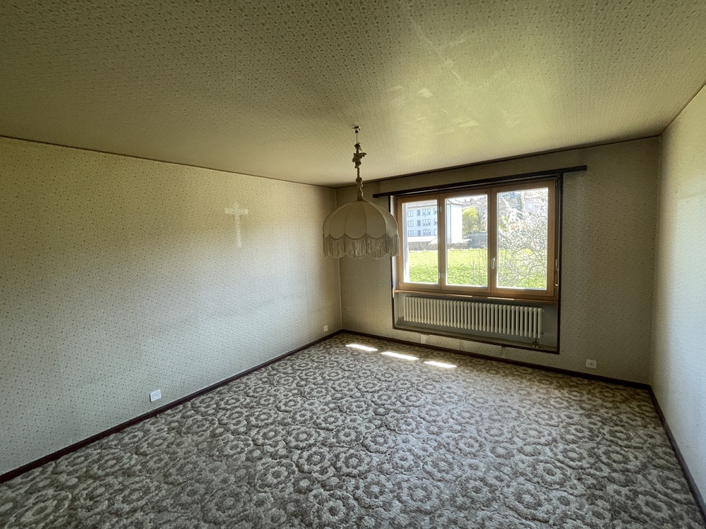 Wohnzimmer mit Teppich und Fenster