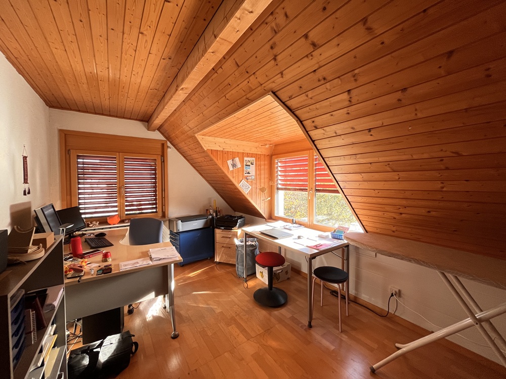 Dachgeschoss-Büro mit Holzverkleidung