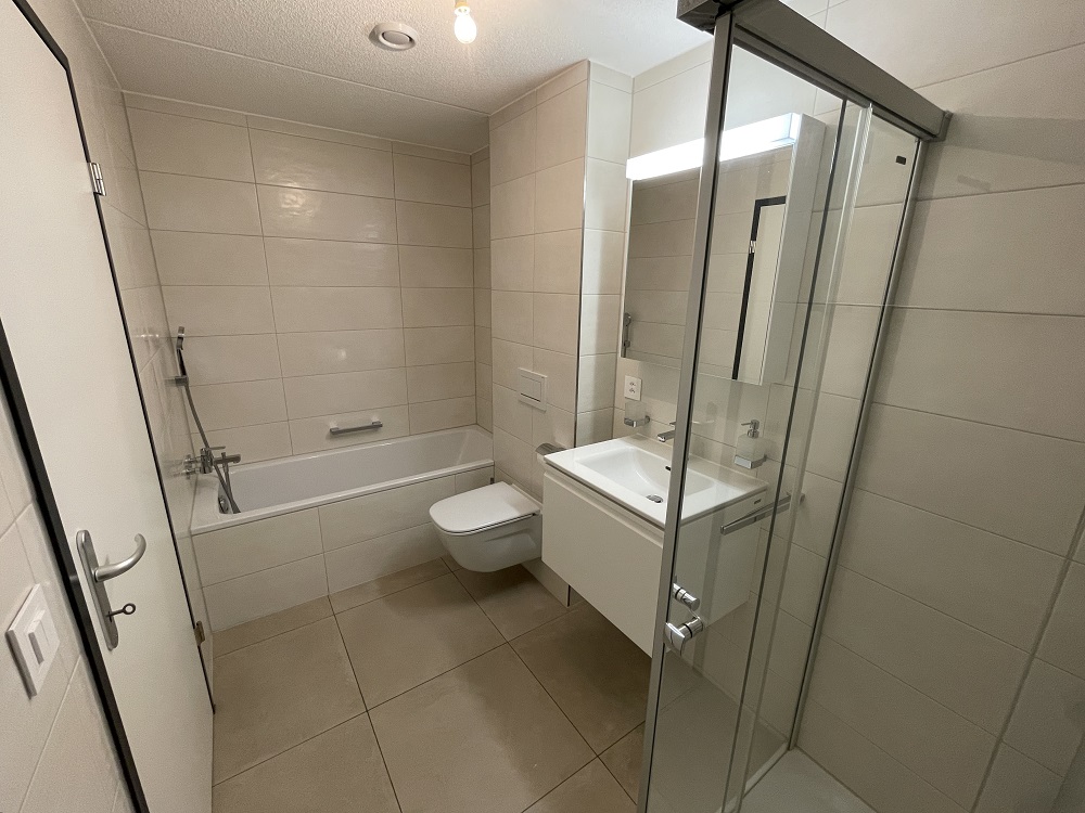 Modernes Badezimmer mit Wanne, Dusche und Waschtisch