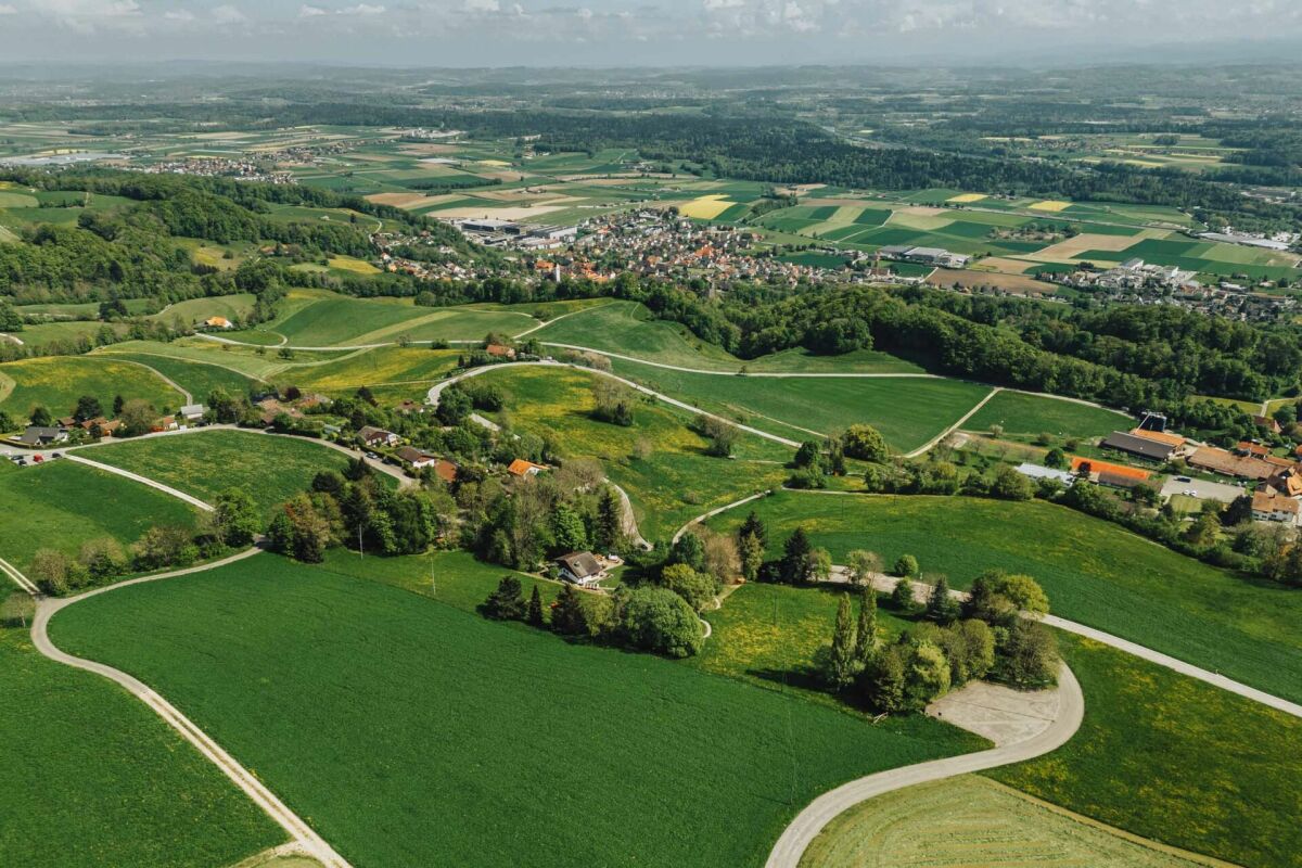 Luftaufnahme über ländliche Landschaft