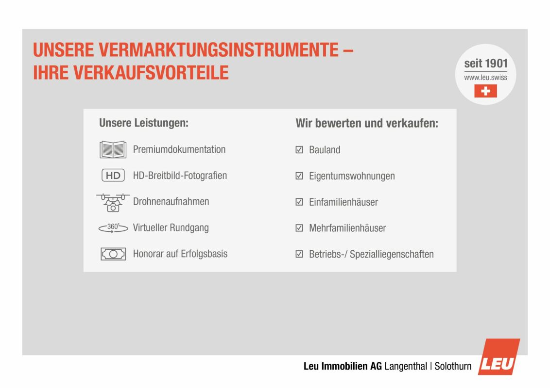Werbeseite für Vermarktungsinstrumente