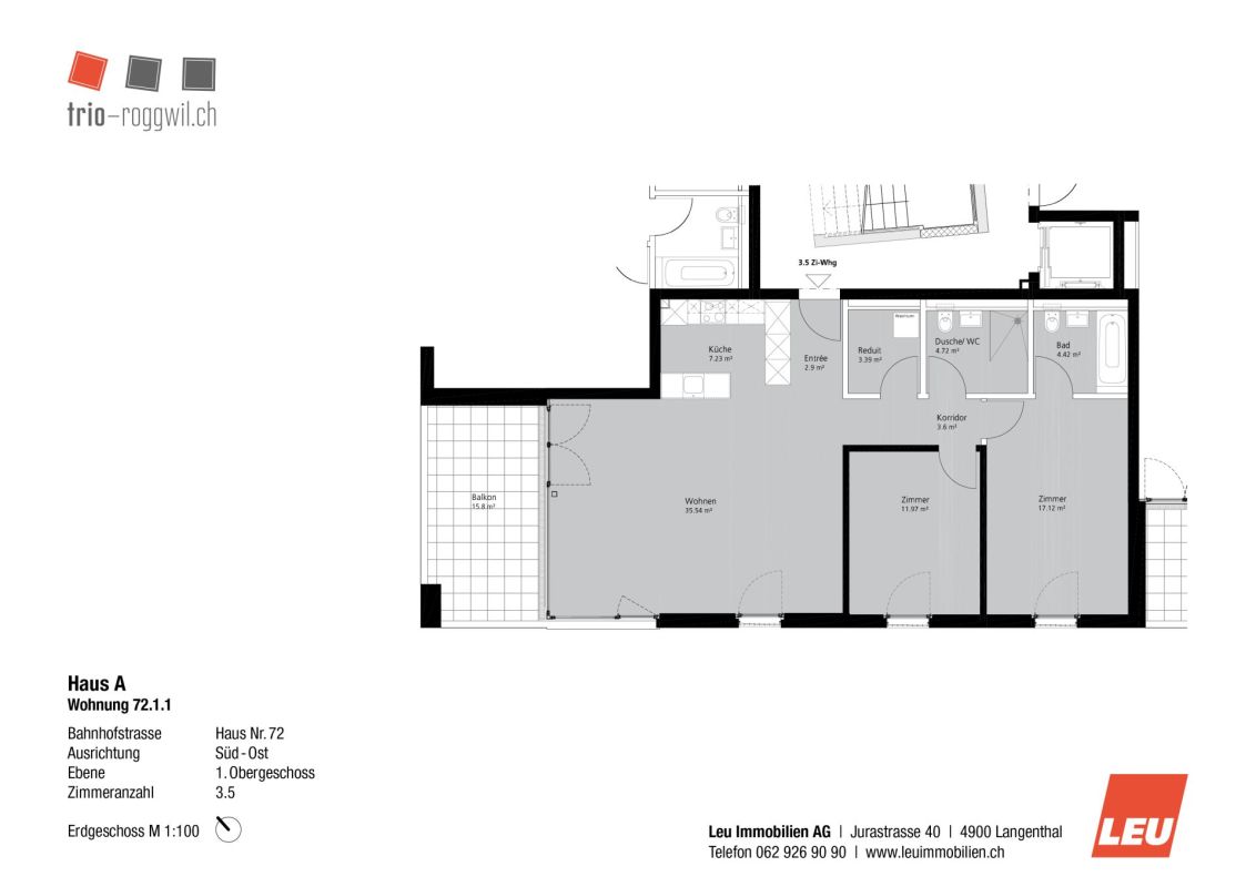 Wohnungsgrundriss mit Balkon