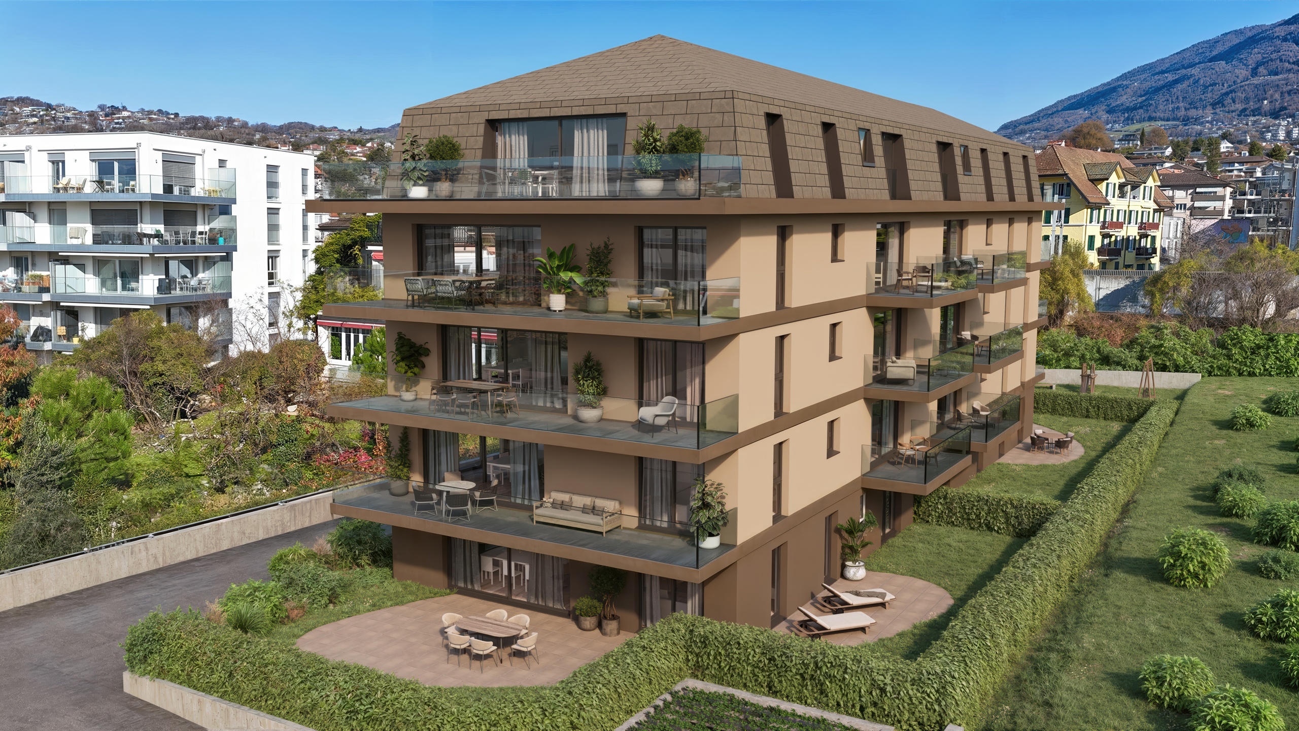 Moderne Wohnanlage mit großzügigen Balkonen