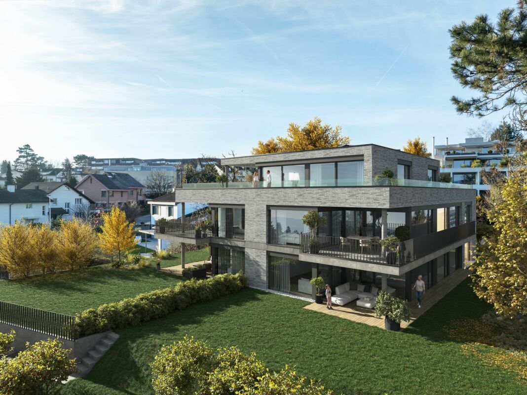 Modernes Mehrfamilienhaus mit großzügigen Terrassen