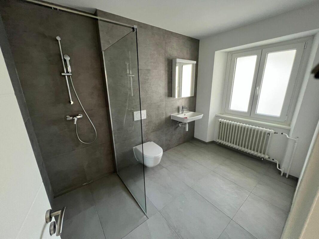 Modernes Bad mit Walk-in-Dusche