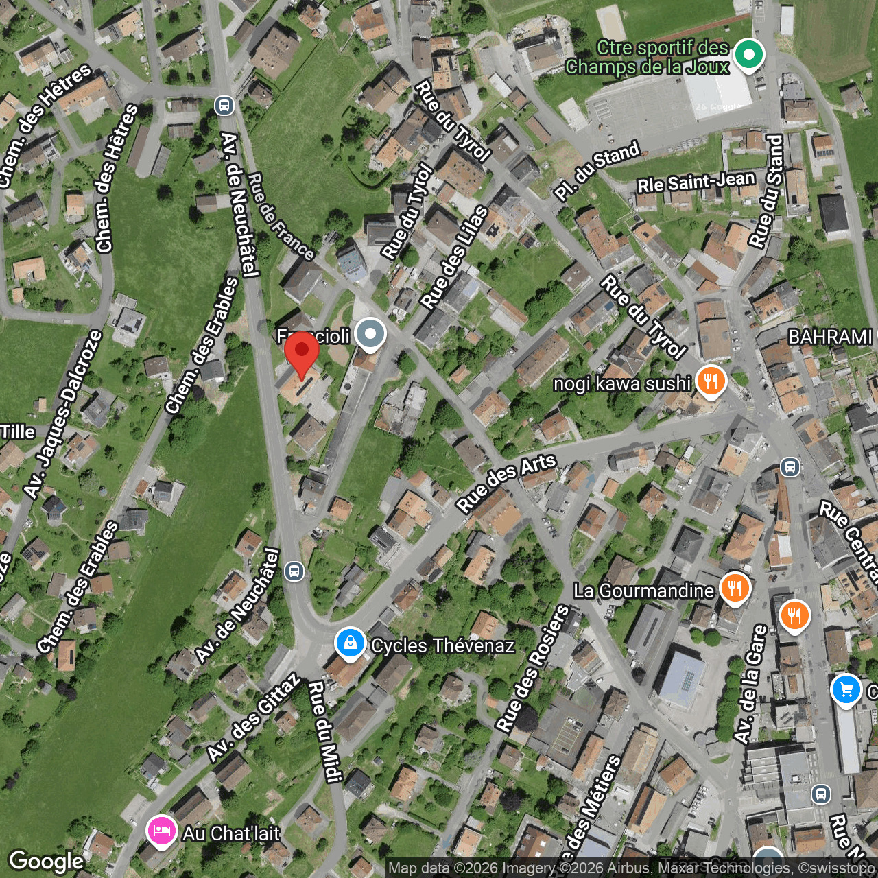 Satellitenansicht eines Wohngebiets
