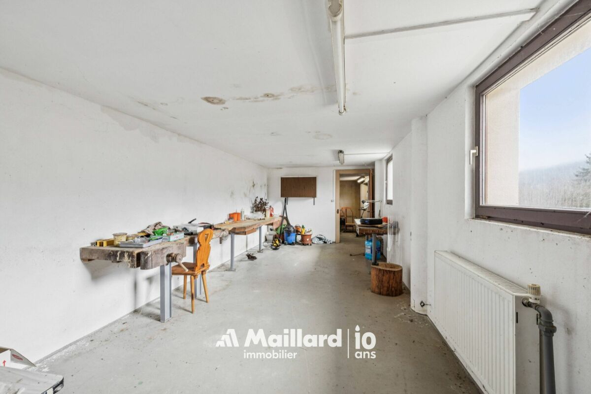 Renovierungsbedürftiger Kellerraum mit Werkbank