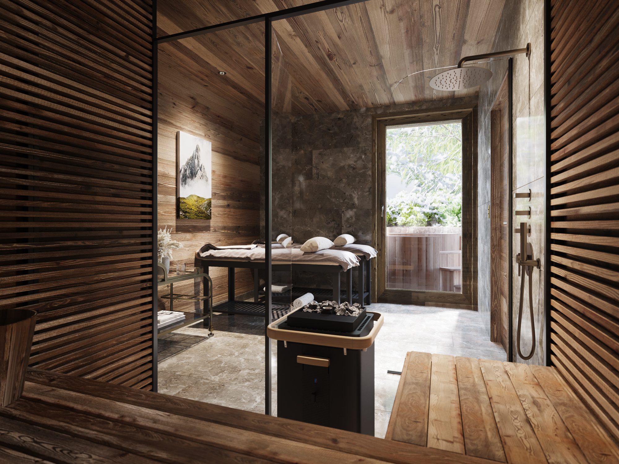 Warmes Holz-Spa-Bad