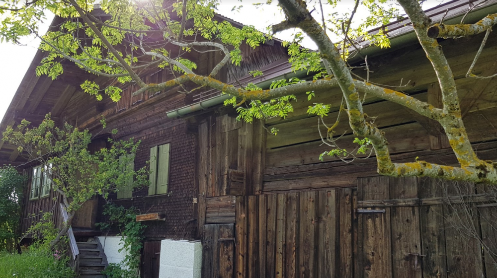 Rustikales Holzhaus mit Naturumgebung