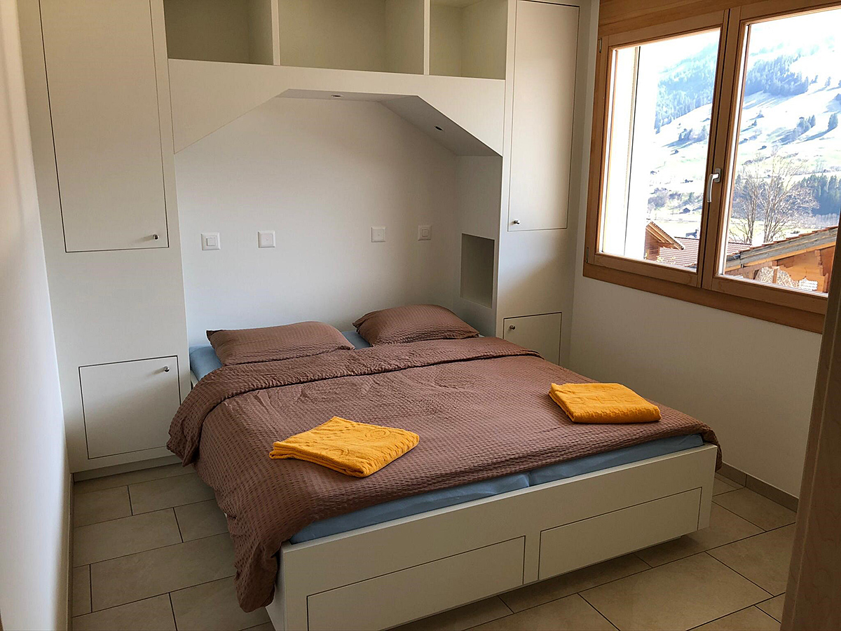Schlafzimmer mit Bergblick