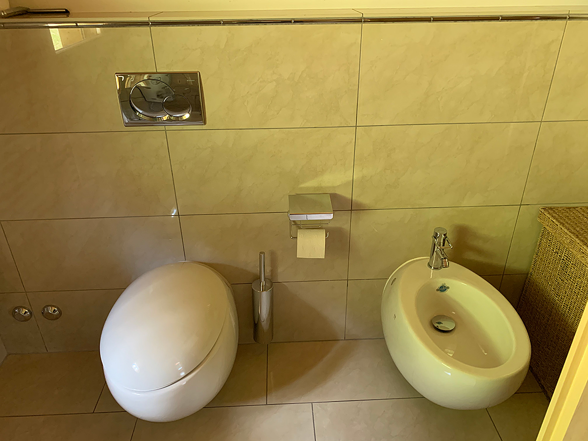Gäste-WC mit Bidet und Wandspülung