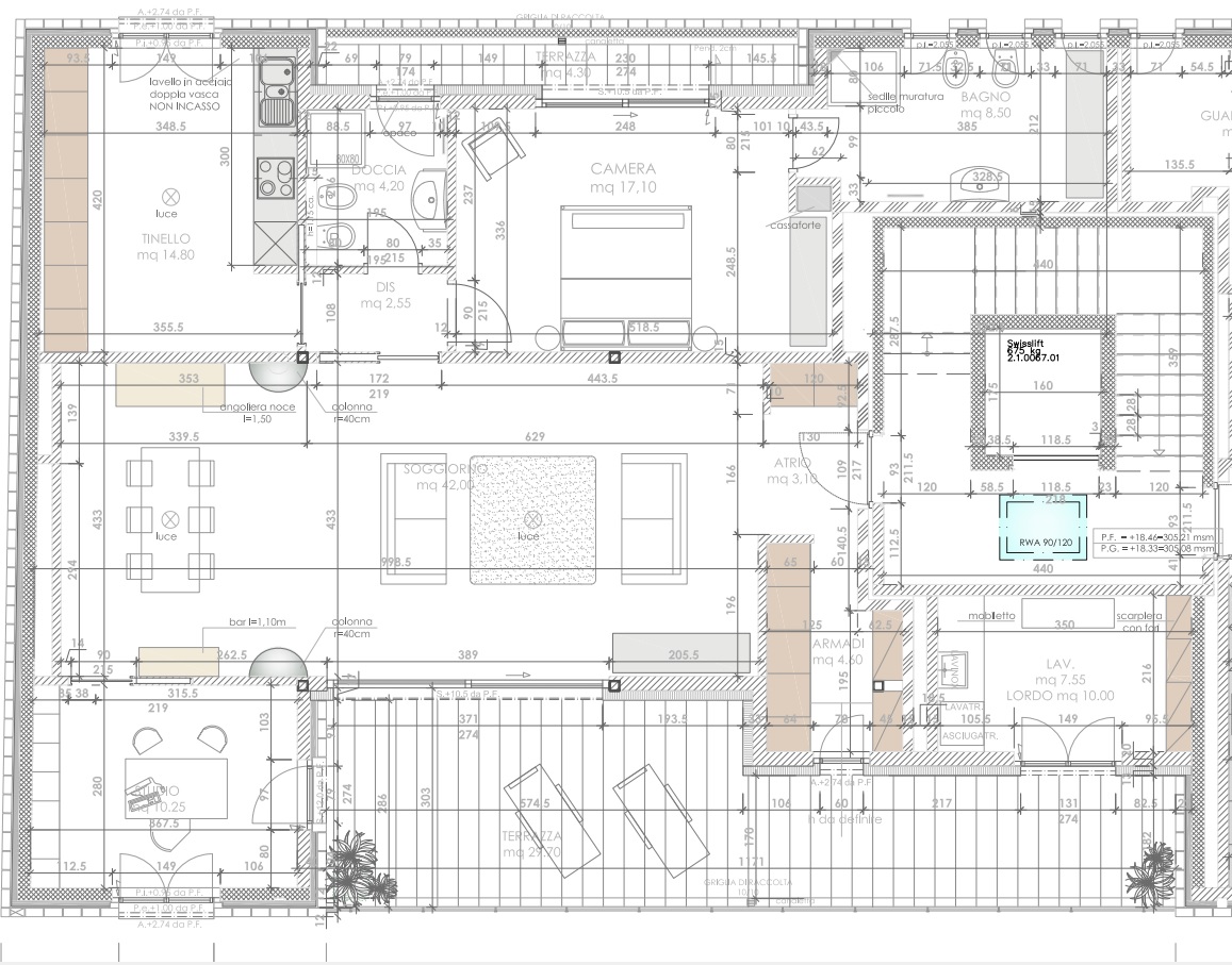Grundriss einer Wohnung mit Terrasse