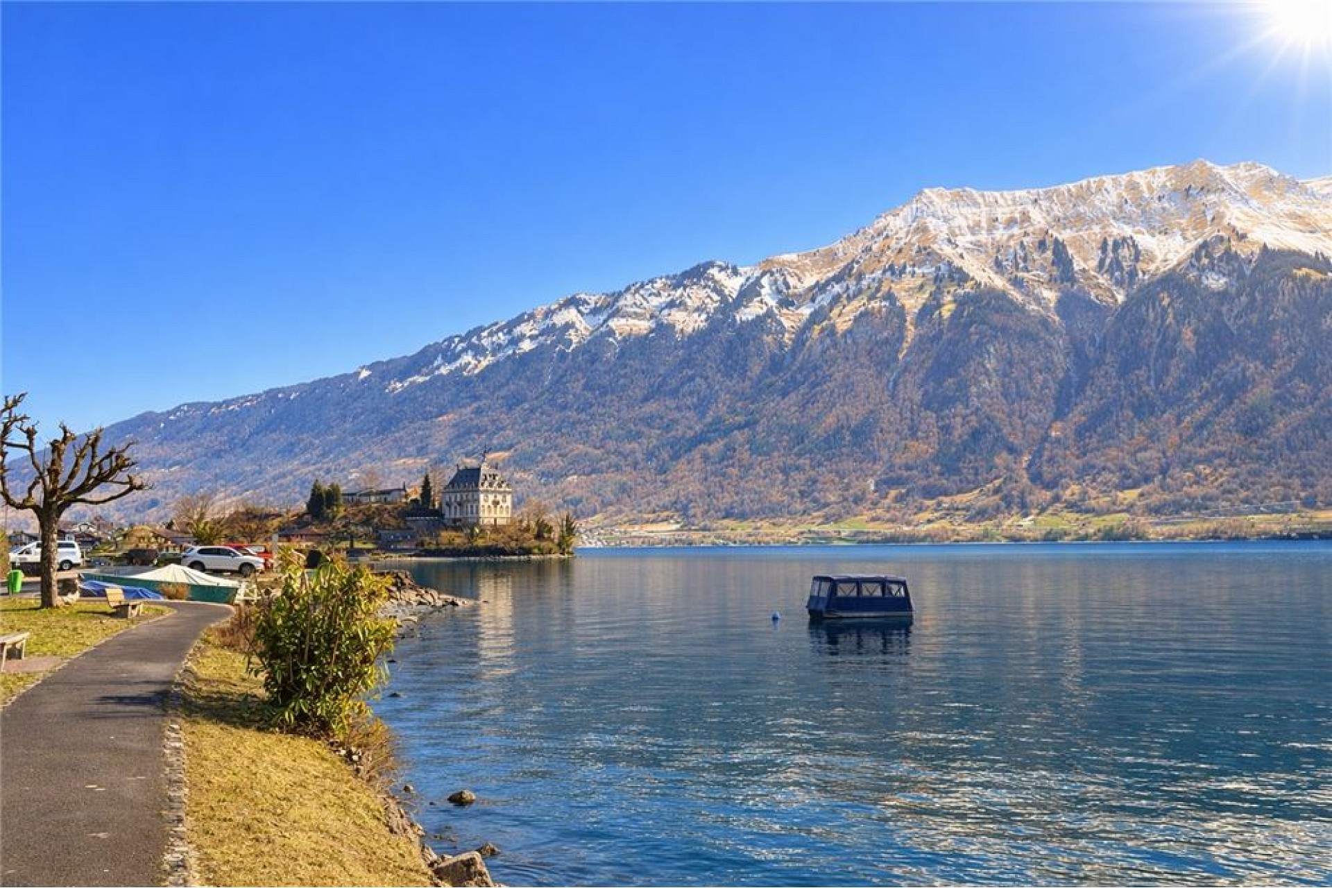 Seeblick mit Alpenpanorama