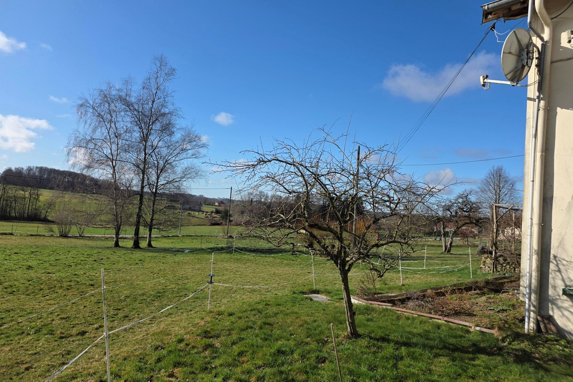 Ländliche Gartenansicht mit Blick ins Grüne