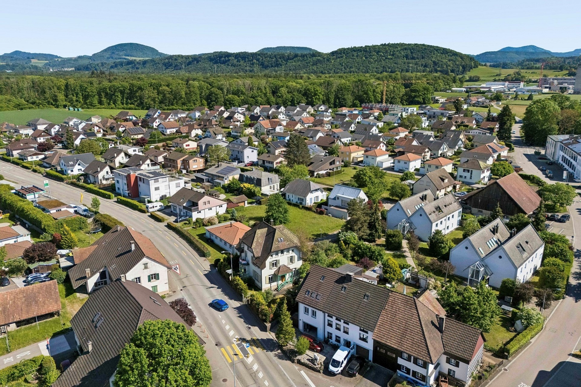 Luftaufnahme eines Wohngebiets