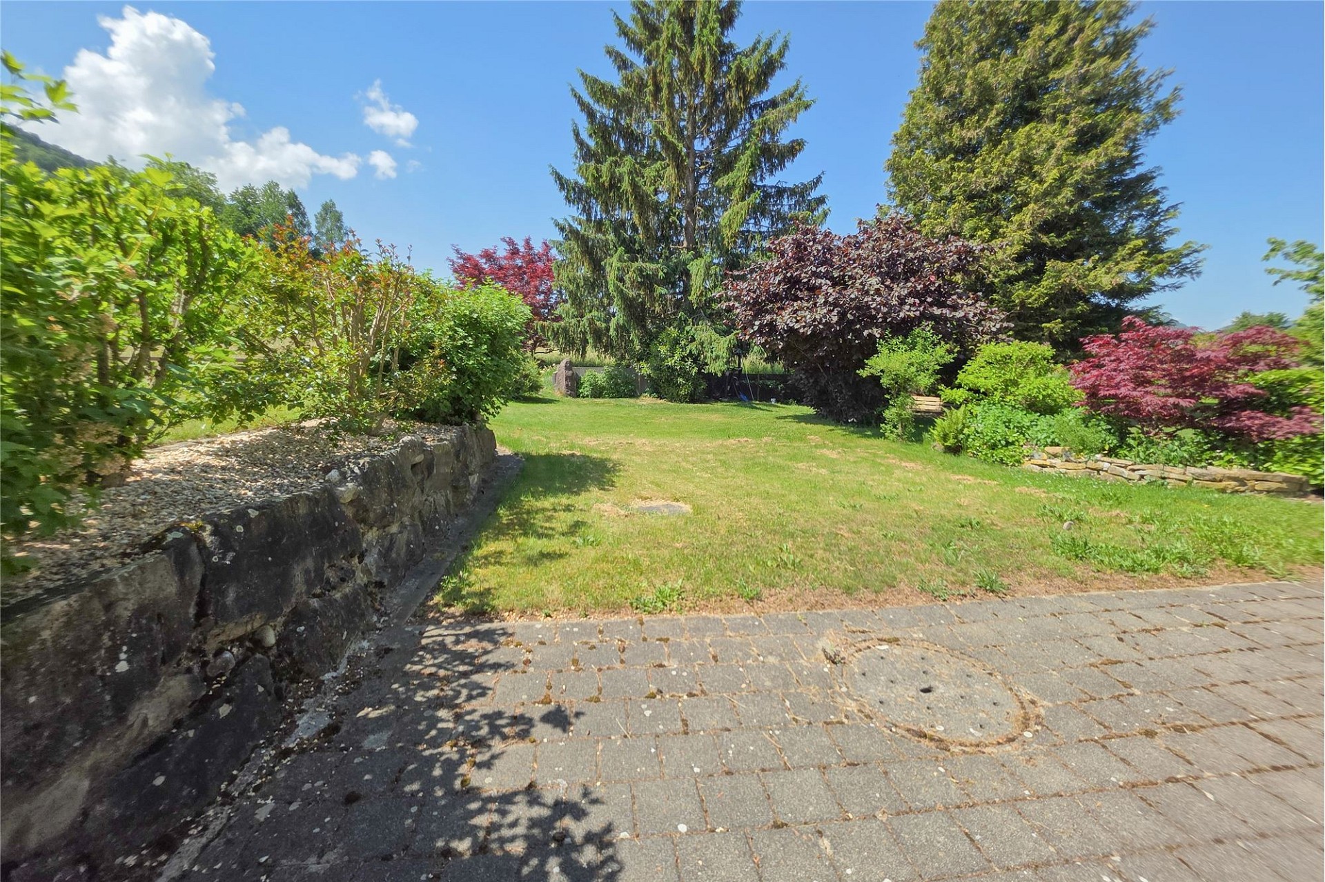 Gepflegter Garten mit großer Rasenfläche