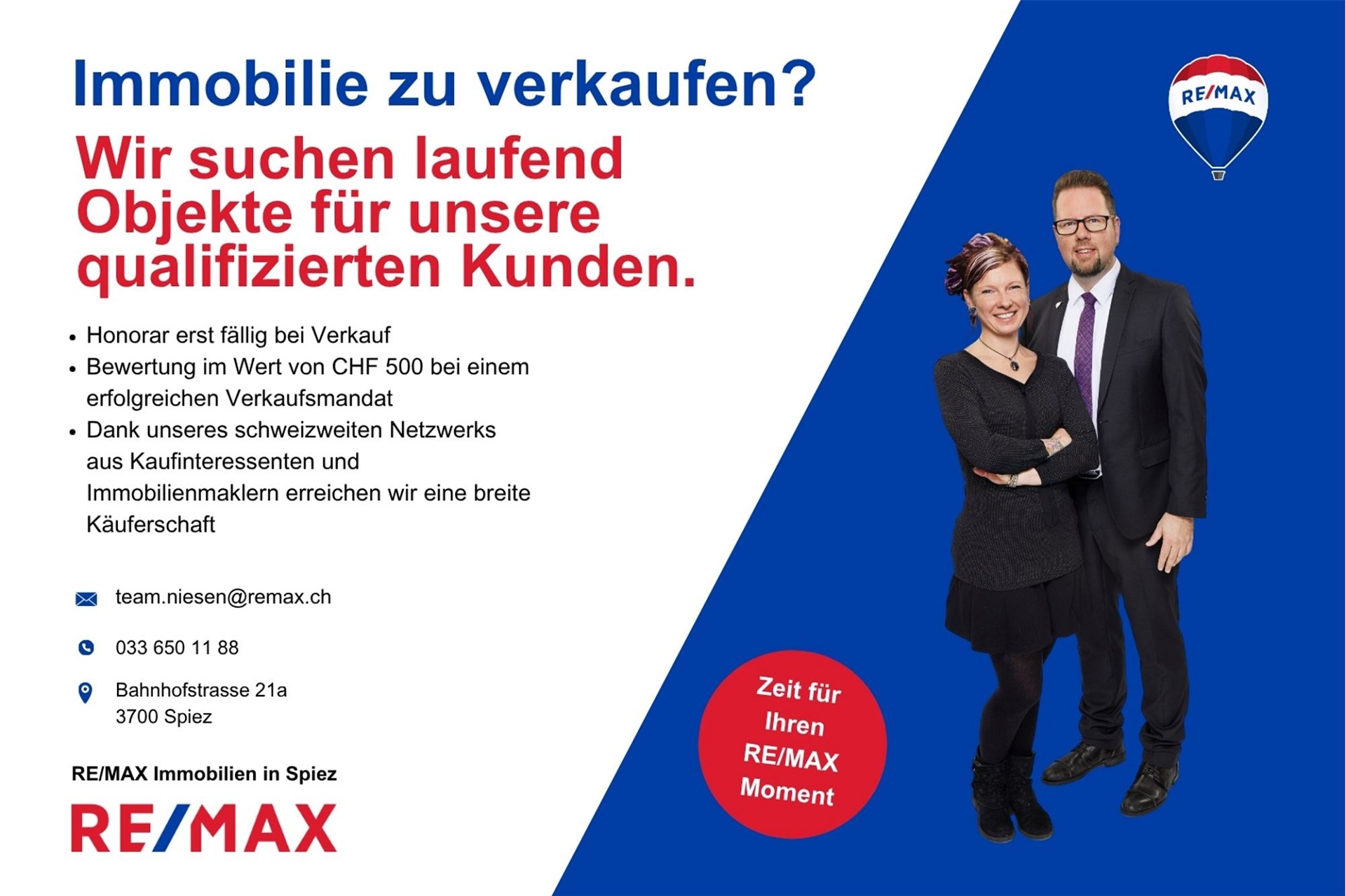 Werbeplakat von RE/MAX für den Immobilienverkauf