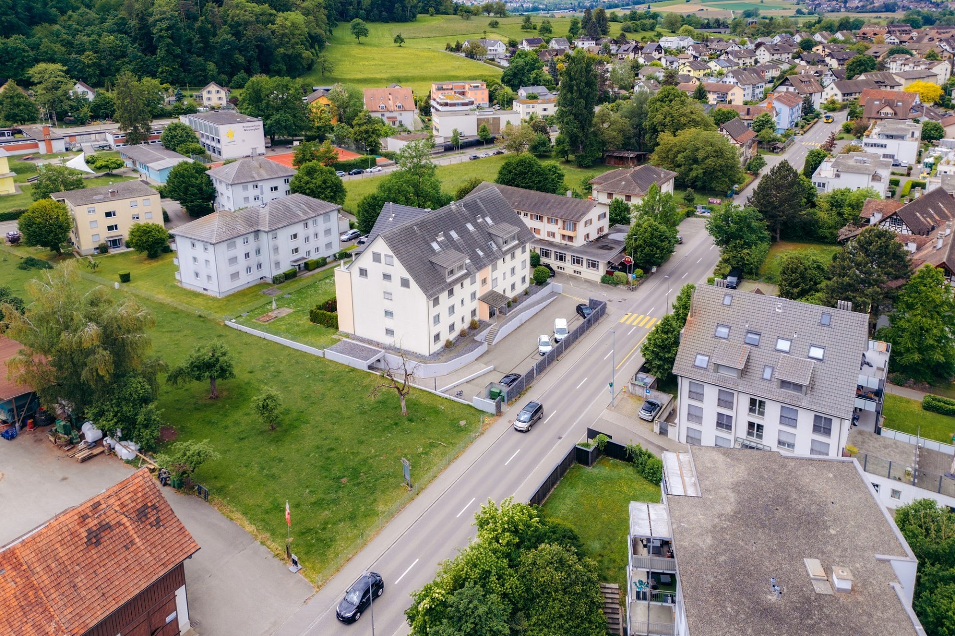 Luftaufnahme eines Wohngebiets