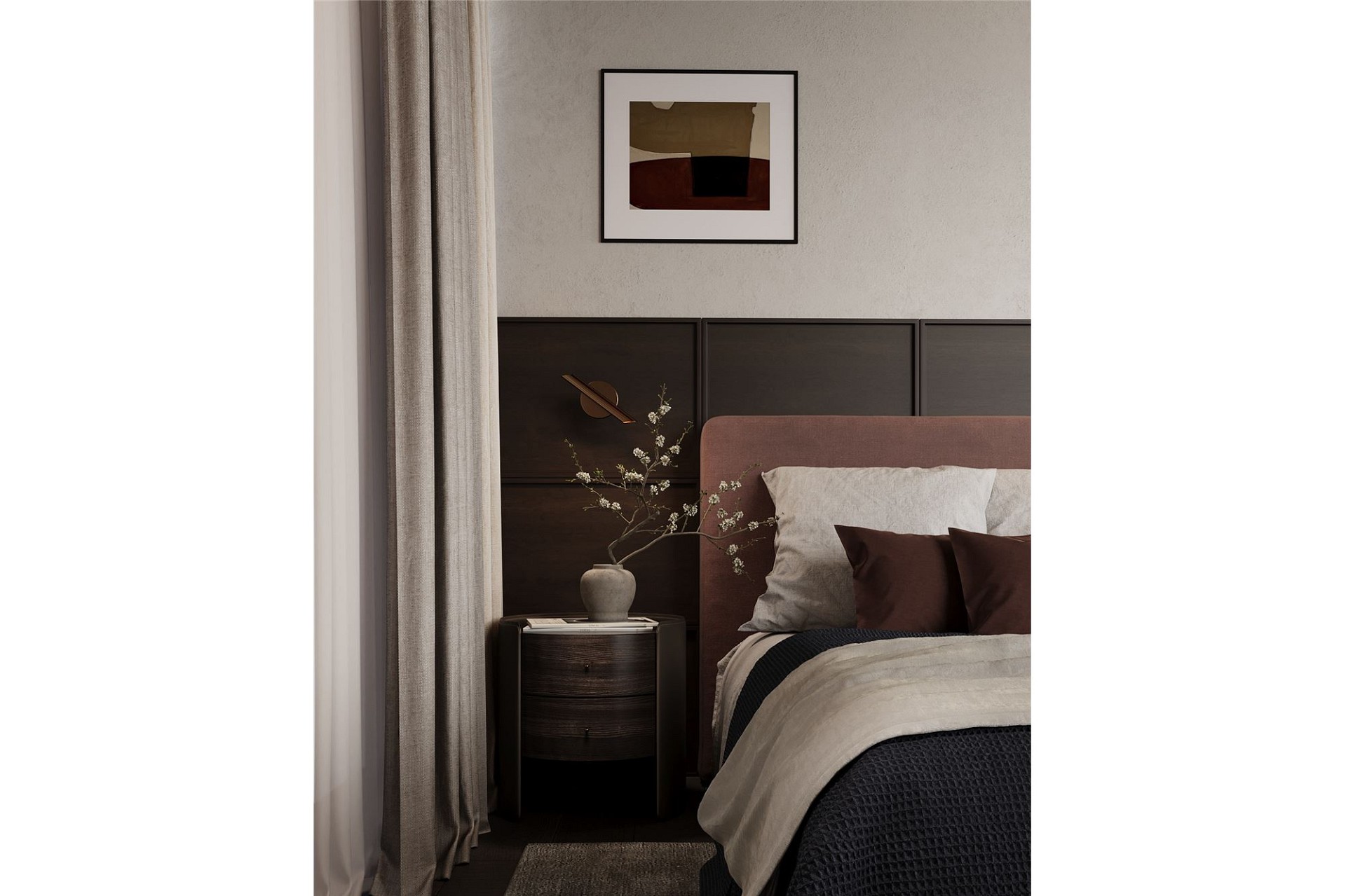Stilvoll inszeniertes Schlafzimmer