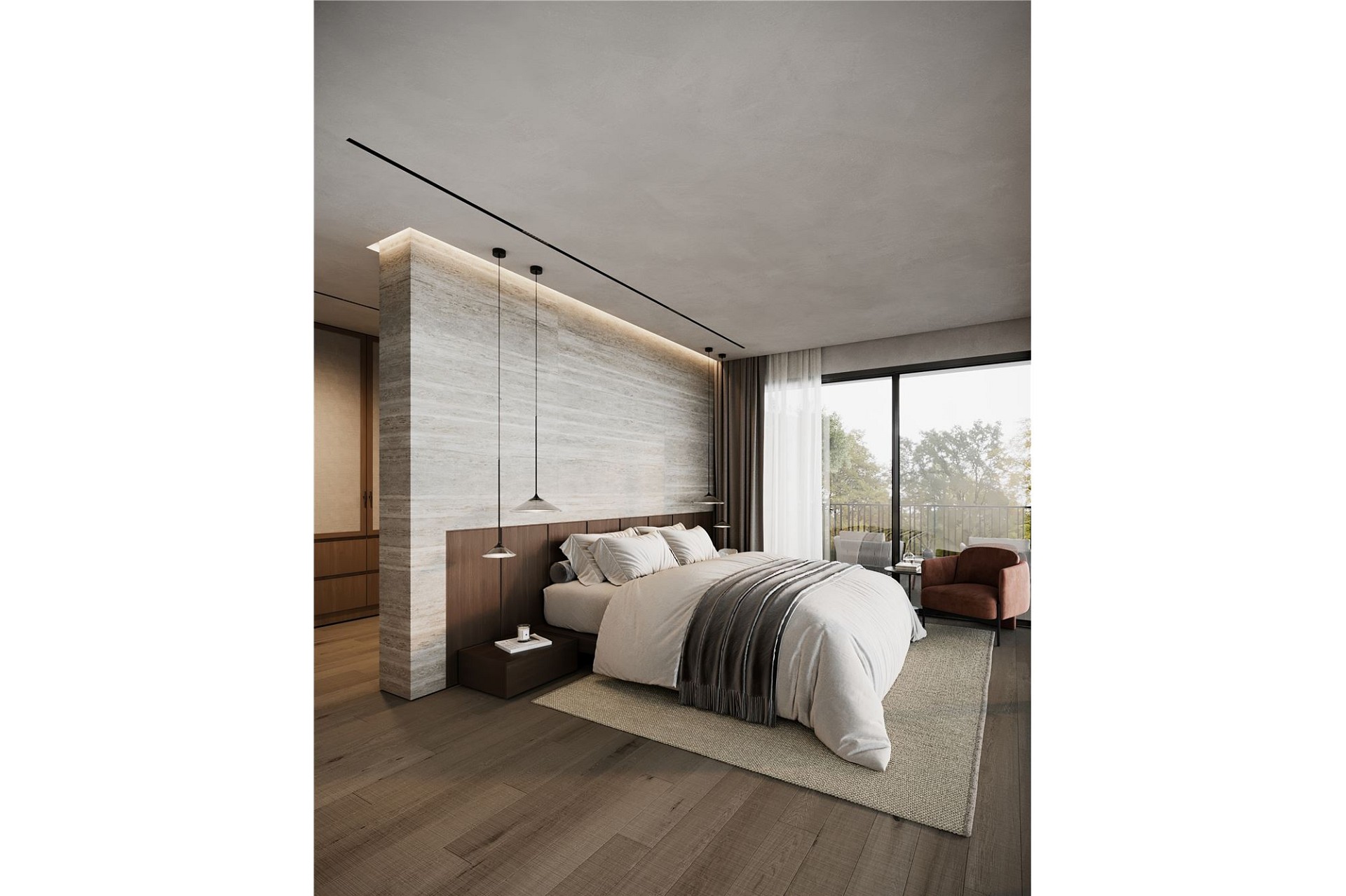 Modernes Schlafzimmer mit Naturmaterialien
