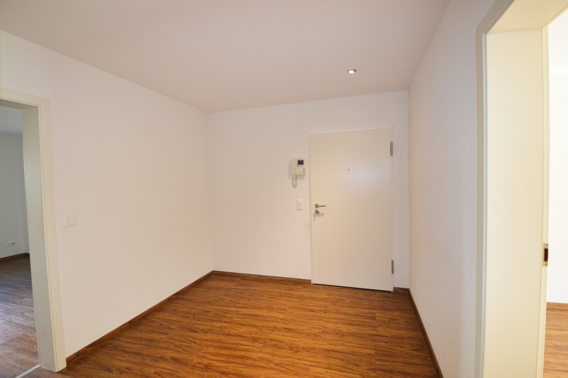 Heller Eingangsbereich mit Holzoptikboden