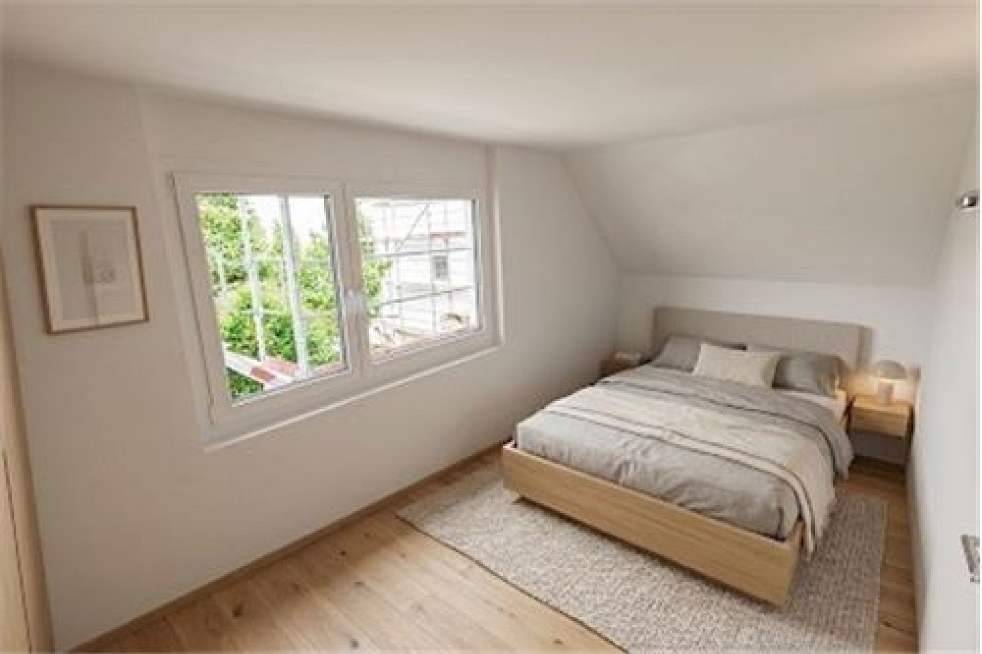 Helles Schlafzimmer im Dachgeschoss