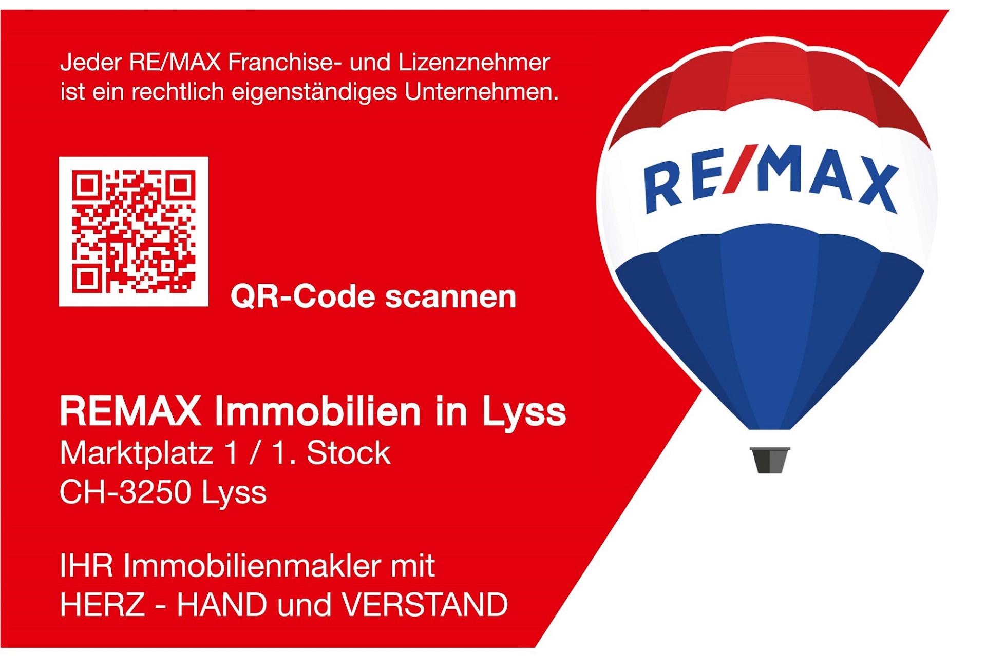 Werbe- und Hinweisgrafik von REMAX mit QR-Code