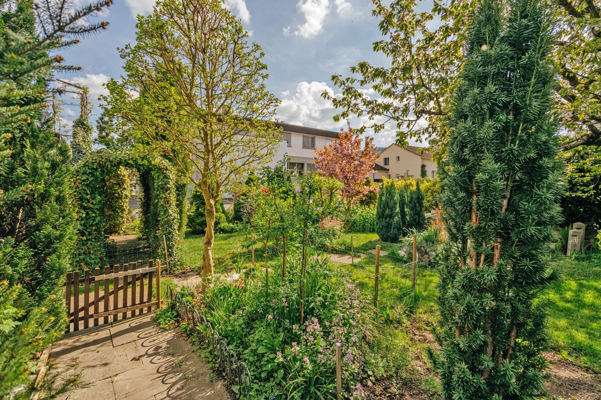 Garten mit üppiger Bepflanzung
