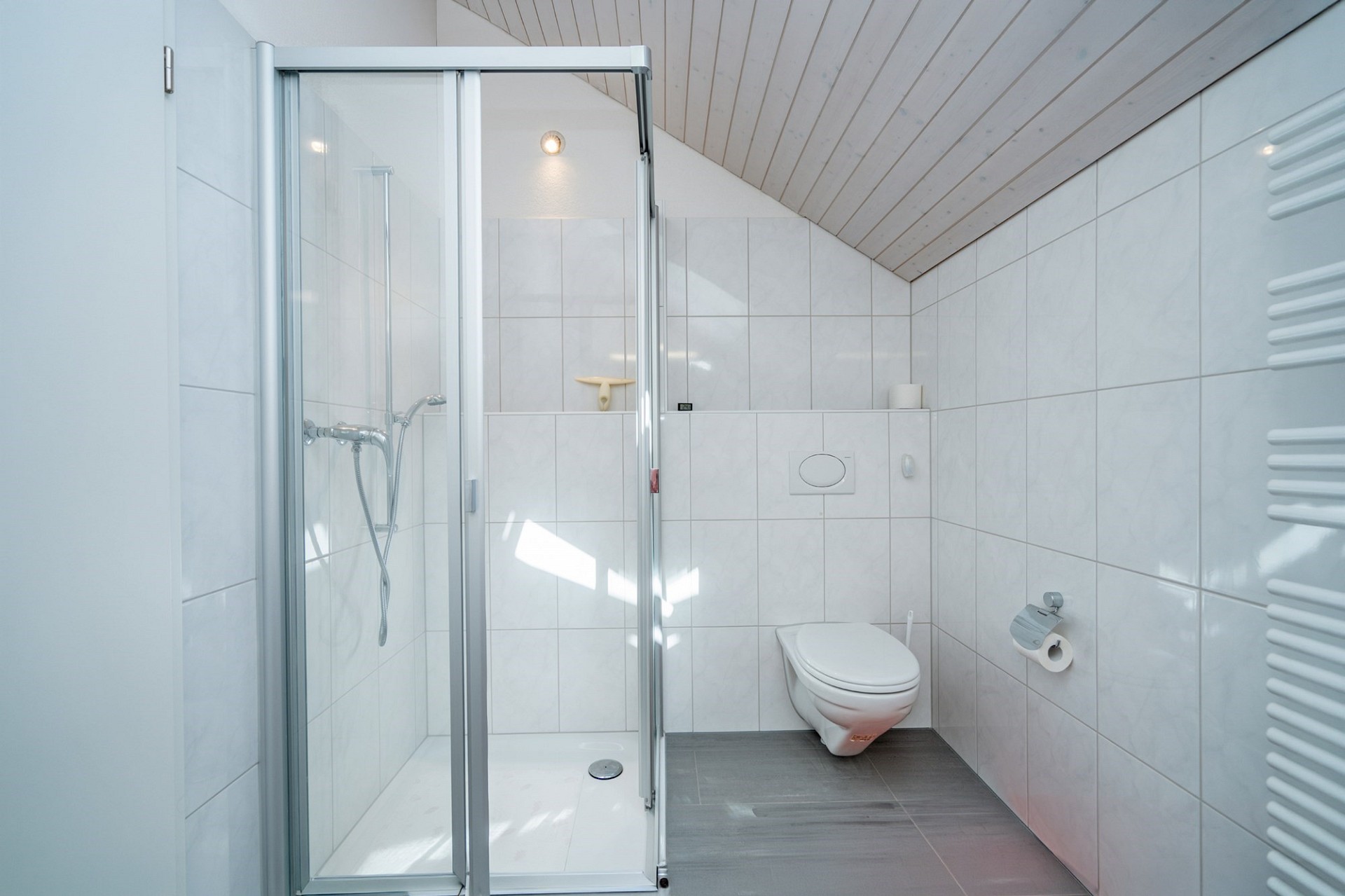 Modernes Dachgeschoss-Bad mit Dusche und WC