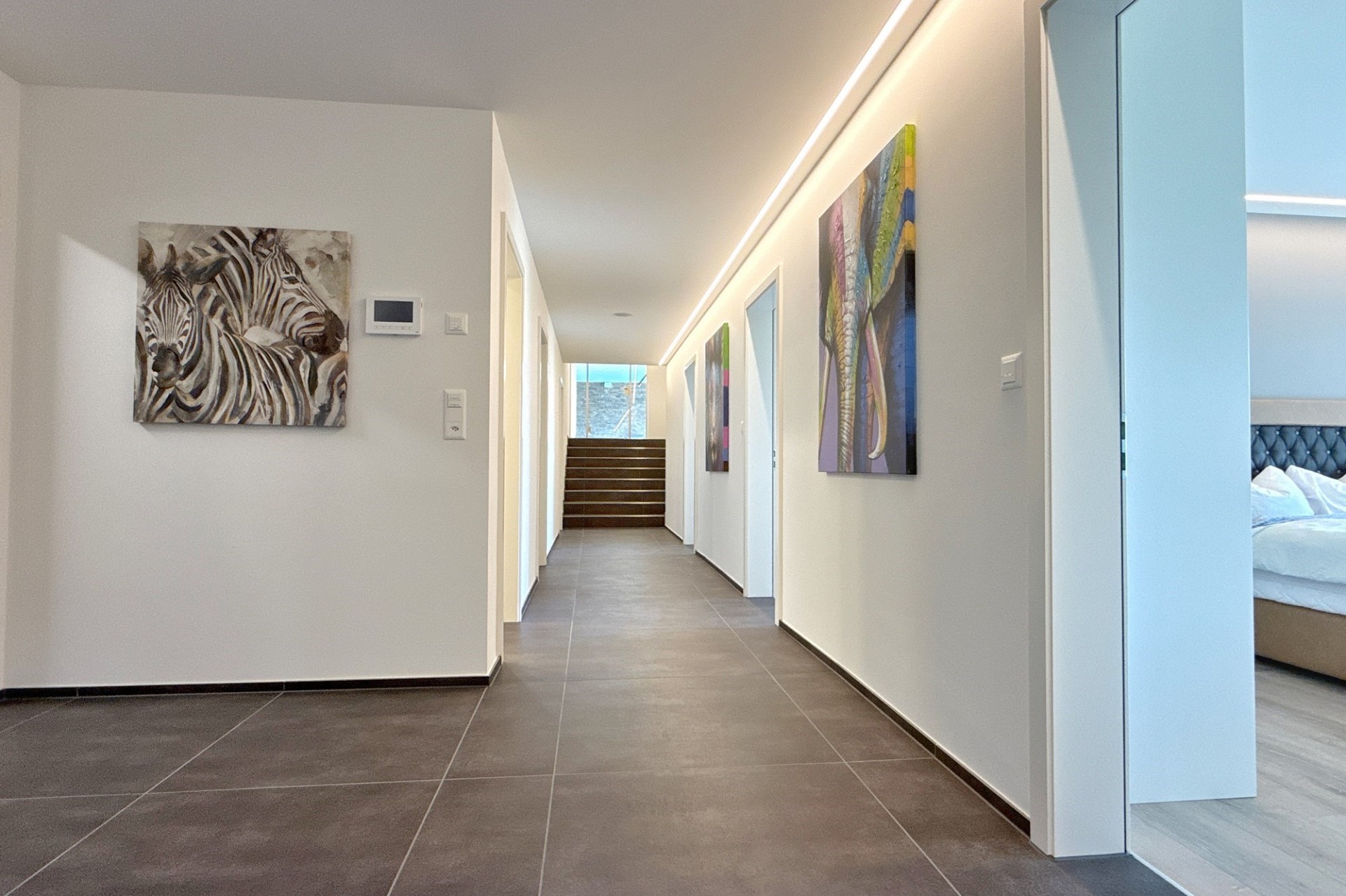 Moderner Flur mit Blick in den Innenbereich